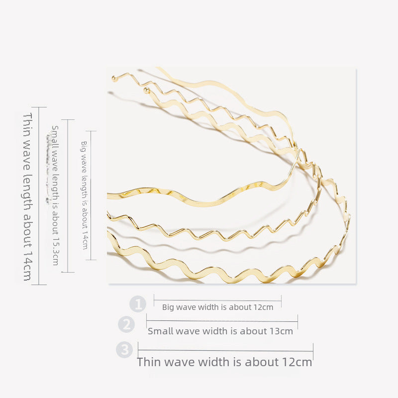 Wholesale Metal Wave Thin Hairband Gold Thin Style